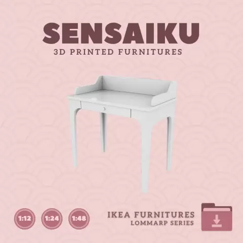 Miniature Replica 02. LOMMARP Desk for Miniature Dollhouse - IKEA (1:12,24,48) - 3D Print Instant Do