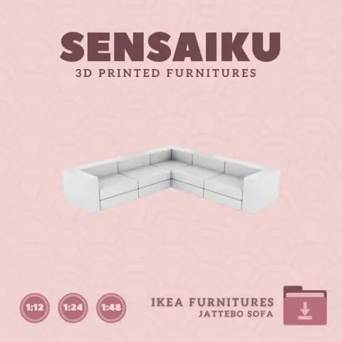 Miniature Replica 15. JATTEBO Mod Corner Sofa, 6 Seats for Miniature Dollhouse - IKEA (1:12,24,48)