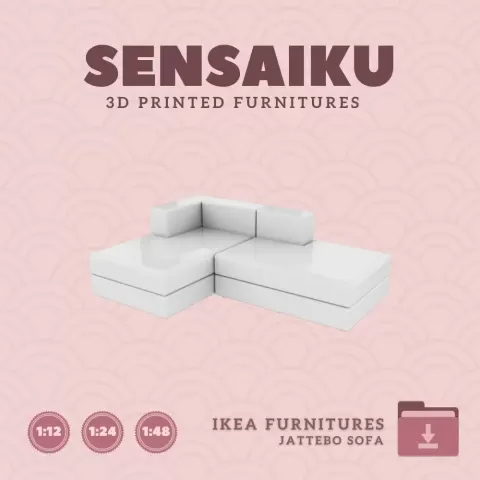 Miniature Replica 10. JATTEBO Chaise Module V1 for Miniature Dollhouse - IKEA (1:12,24,48) - 3D Prin