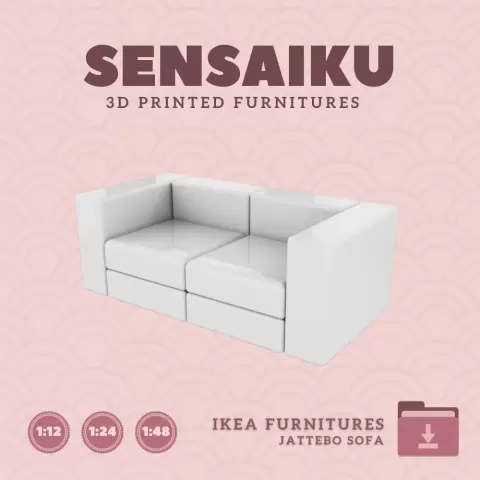 Miniature Replica 04. JATTEBO Modular Loveseat for Miniature Dollhouse - IKEA (1:12,24,48) - 3D Prin