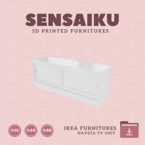 Miniature Replica HAVSTA TV Unit with Base for Miniature Dollhouse - IKEA (1:12,24,48) - 3D Print In