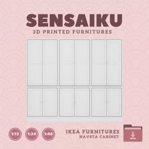 Miniature Replica HAVSTA Cabinet V3 Combination for Miniature Dollhouse - IKEA (1:12,24,48) - 3D Pri