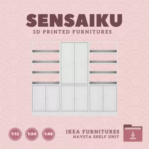 Miniature Replica HAVSTA Cabinet with Shelf Unit Combination for Miniature Dollhouse - IKEA (1:12,24
