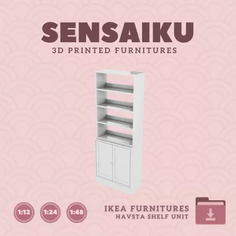 Miniature Replica HAVSTA Cabinet with Shelf Unit for Miniature Dollhouse - IKEA (1:12,24,48) - 3D Pr