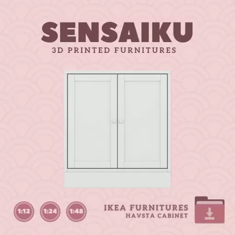 Miniature Replica HAVSTA Cabinet 35in for Miniature Dollhouse - IKEA (1:12,24,48) - 3D Print Instant