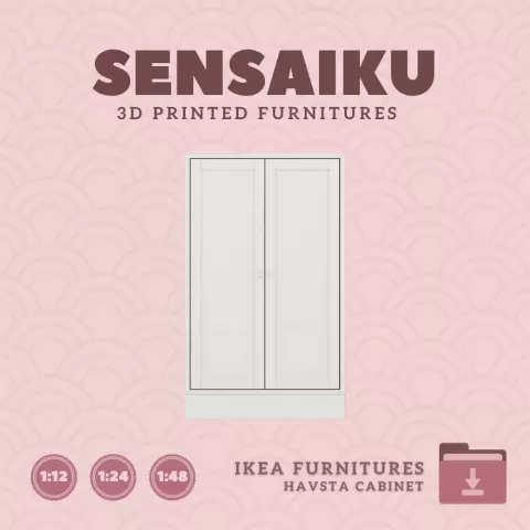 Miniature Replica HAVSTA Cabinet for Miniature Dollhouse - IKEA (1:12,24,48) - 3D Print Instant Down