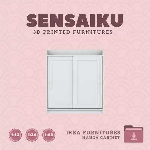 Miniature Replica HAUGA Cabinet with Doors for Miniature Dollhouse - IKEA (1:12,24,48) - 3D Print In