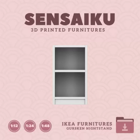 Miniature Replica GURSKEN Nightstand for Miniature Dollhouse - IKEA (1:12,24,48) - 3D Print Instant