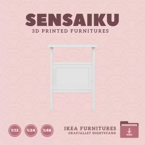 Miniature Replica GRAFJALLET Nightstand for Miniature Dollhouse - IKEA (1:12,24,48) - 3D Print Insta