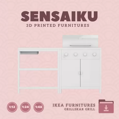 Miniature Replica GRILLSKAR Barbecue Gas Grill with Kitchen Sink for Miniature Dollhouse - IKEA (1:1