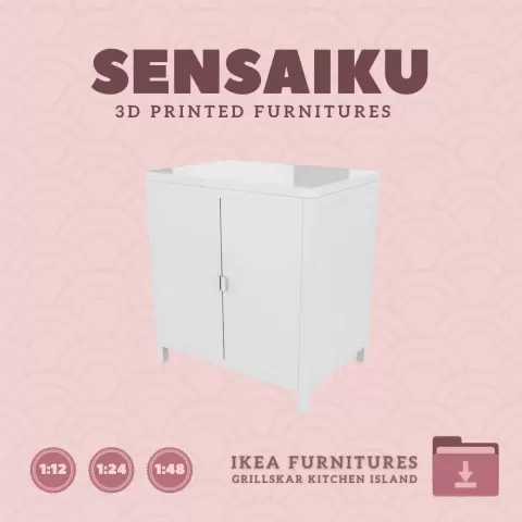 Miniature Replica GRILLSKAR Kitchen Island Shelf Unit V3 for Miniature Dollhouse - IKEA (1:12,24,48)