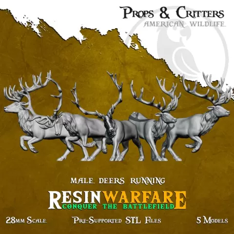 Male Deers Running - Props&Critters: Animals of the World by ResinWarfare