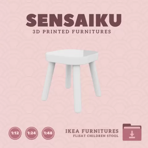 Miniature Replica 03. FLISAT Children Stool for Miniature Dollhouse IKEA 3D Print (1:12,24,48)