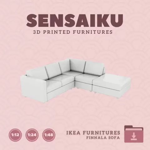 Miniature Replica 21. FINNALA Corner 4 Seat with Open End for Miniature Dollhouse IKEA 3D Print (1:1