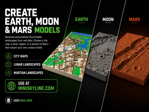 Mini Skyline: Real City / Planet to 3D Print