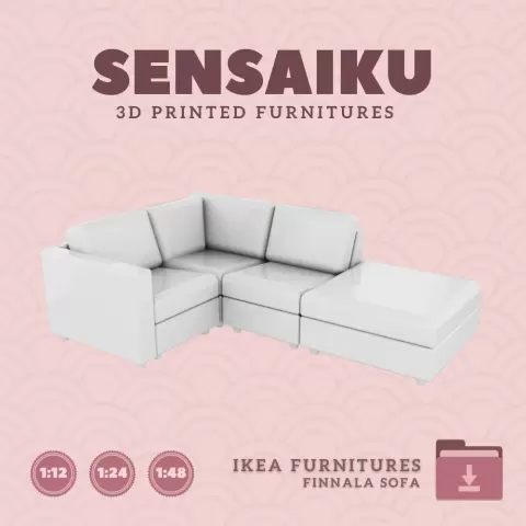 Miniature Replica 19. FINNALA Corner section with Ottoman for Miniature Dollhouse IKEA 3D Print (1:1
