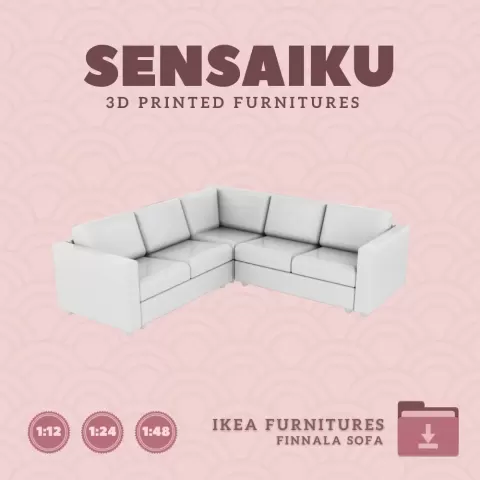 Miniature Replica 14. FINNALA 4 Seat Corner Sofa for Miniature Dollhouse IKEA 3D Print (1:12,24,48)