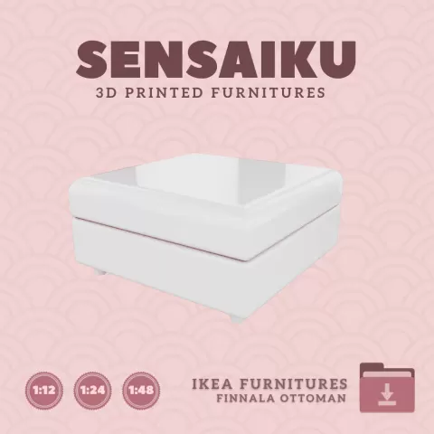 Miniature Replica 07. FINNALA Ottoman with Storage for Miniature Dollhouse IKEA 3D Print (1:12,24,48