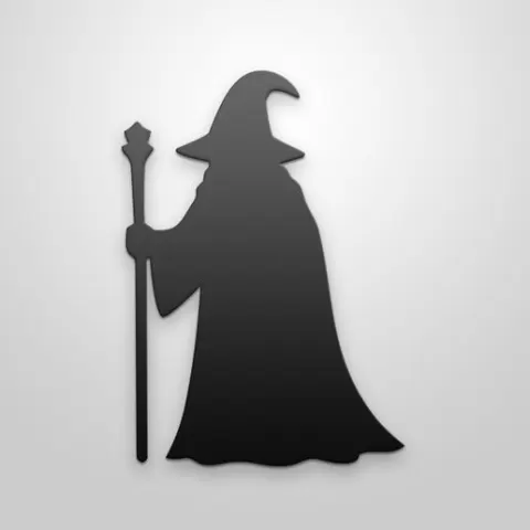 Wizard Silhouette Statue with Staff - 3D Printable Model