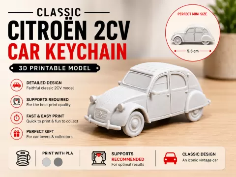 Classic Citroën 2CV Car Keychain Model
