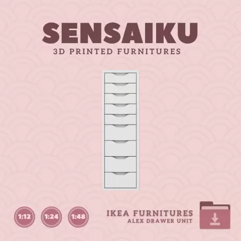 Miniature Replica 08. Alex Drawer Unit with 9 Drawers for Miniature Dollhouse IKEA 3D Print (1:12,24