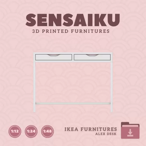 Miniature Replica 06. Alex Desk V5 for Miniature Dollhouse IKEA 3D Print (1:12,24,48)