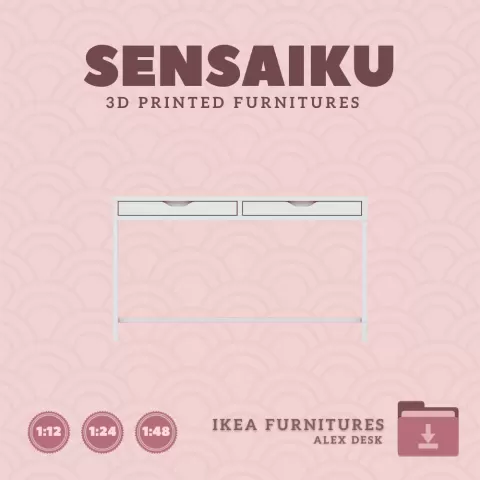 Miniature Replica 05. Alex Desk V4 for Miniature Dollhouse IKEA 3D Print (1:12,24,48)