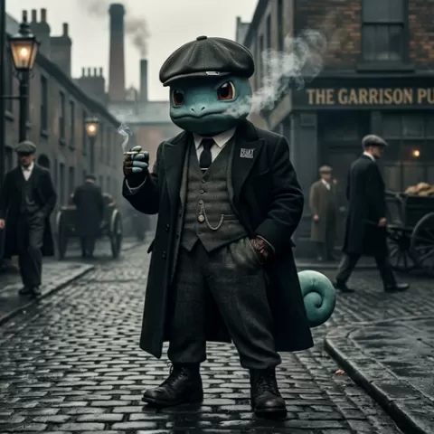 Turtle Gangster Companion – Figura Estilo Peaky Vintage (Modelo 3D) URBAN VIBES