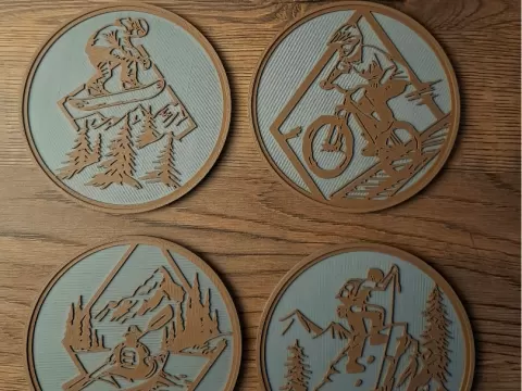 Outdoor Adventure Coaster Set with Holder