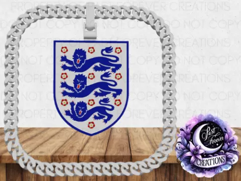 England National Soccer Pendant with Cuban Chain