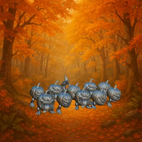 Halloween Pumpkin Squigs & Goblin Farmer (Squigtrouilles / PumpSquigs) by Minizaddikt