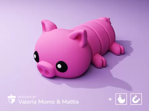 Cute Flexi Pets Pig (Keychain & Magnet)