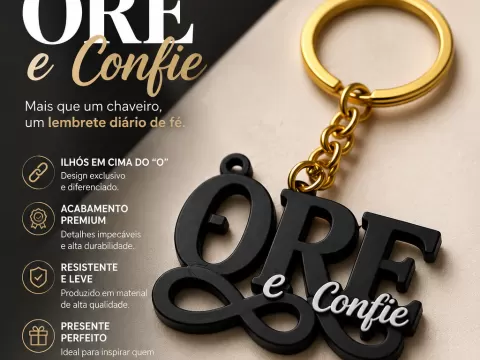 Chaveiro Deus Ore e Confie com infinito
