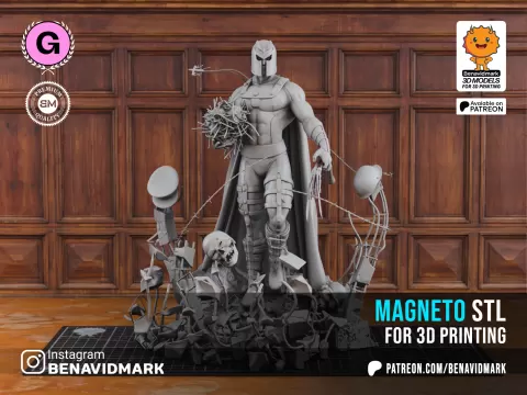 Magneto STL sculpture for 3d print.