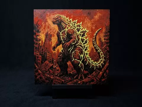 Nuclear Godzilla - Hueforge Wall Art