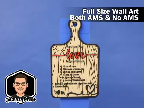Recipe for Love-Cutting Board Wall Art/Sign No AMS