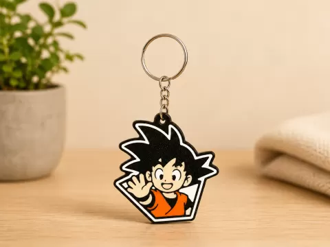 Goku Fan Art Keychain – Waving Pose