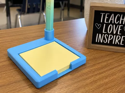 Sticky note holder for the large, printed pencils