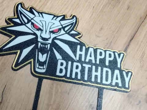The Witcher Wolf Birthday Cake Topper | 4-Color