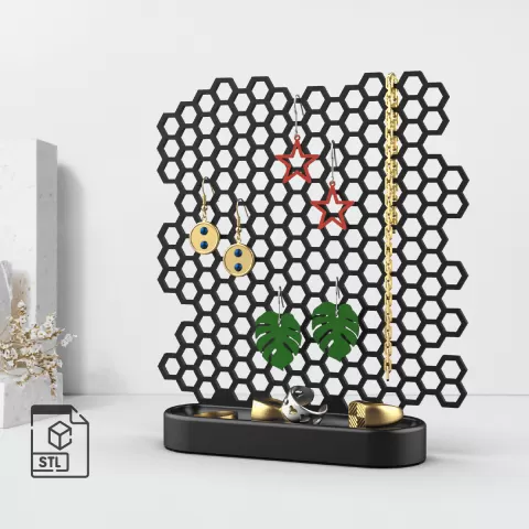 3D Honeycomb Jewelry Organizer, Earring; Ring; Necklace Holder, Honeycomb Stand, Home Decor