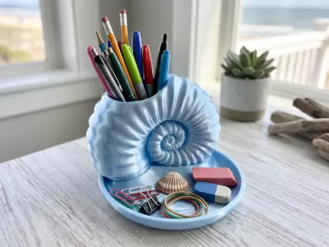Nautilus Shell Desk Organizer & Stationery Tray