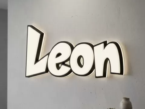 Insegna Led Nome 3D - Custom Lightbox - Leon