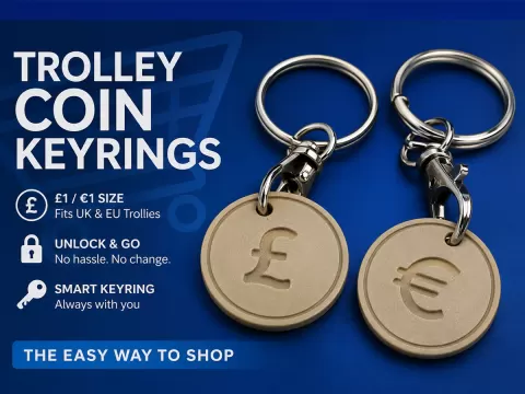 UK & EU Trolley Coin Keyring – Shopping