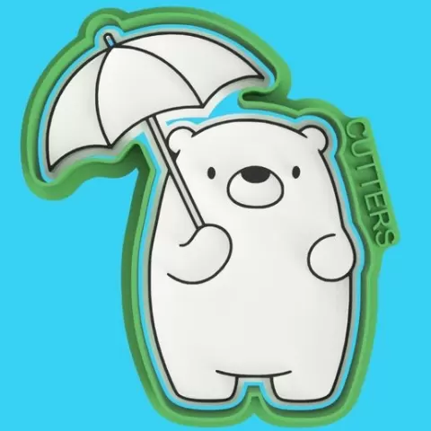🐻☔ Umbrella Bear Cookie Cutter – Sweet Shelter – Cortante Osito con Paraguas – Dulce Refugio