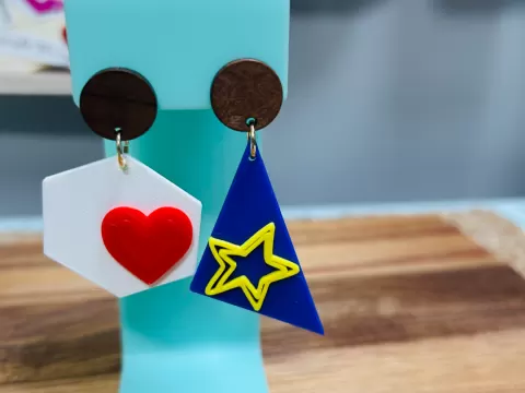 retro abstract assymetrical earrings funky