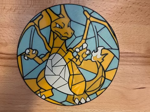 Charizard Pokemon Stained Glass Lightbox Suncatch