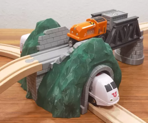 Train Tunnel for BRIO - Mountain with overpass V2