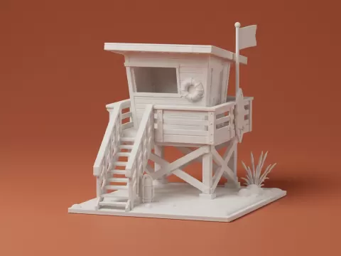 Miniature Beach Lifeguard Tower