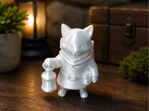 Lantern Cat Adventurer – Fantasy Miniature
