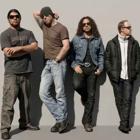 Rock Bands - Metallica - James Hetfield, Lars Ulrich, Kirk Hammett, and Robert Trujillo